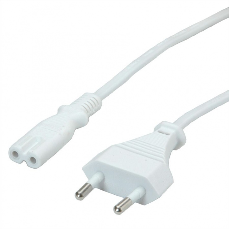 Imagine Cablu de alimentare Euro la IEC C7 (casetofon) 2 pini 3m Alb, Value 19.99.2091